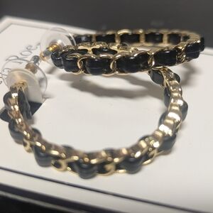 Elegant Gold and Black Hoop Earrings